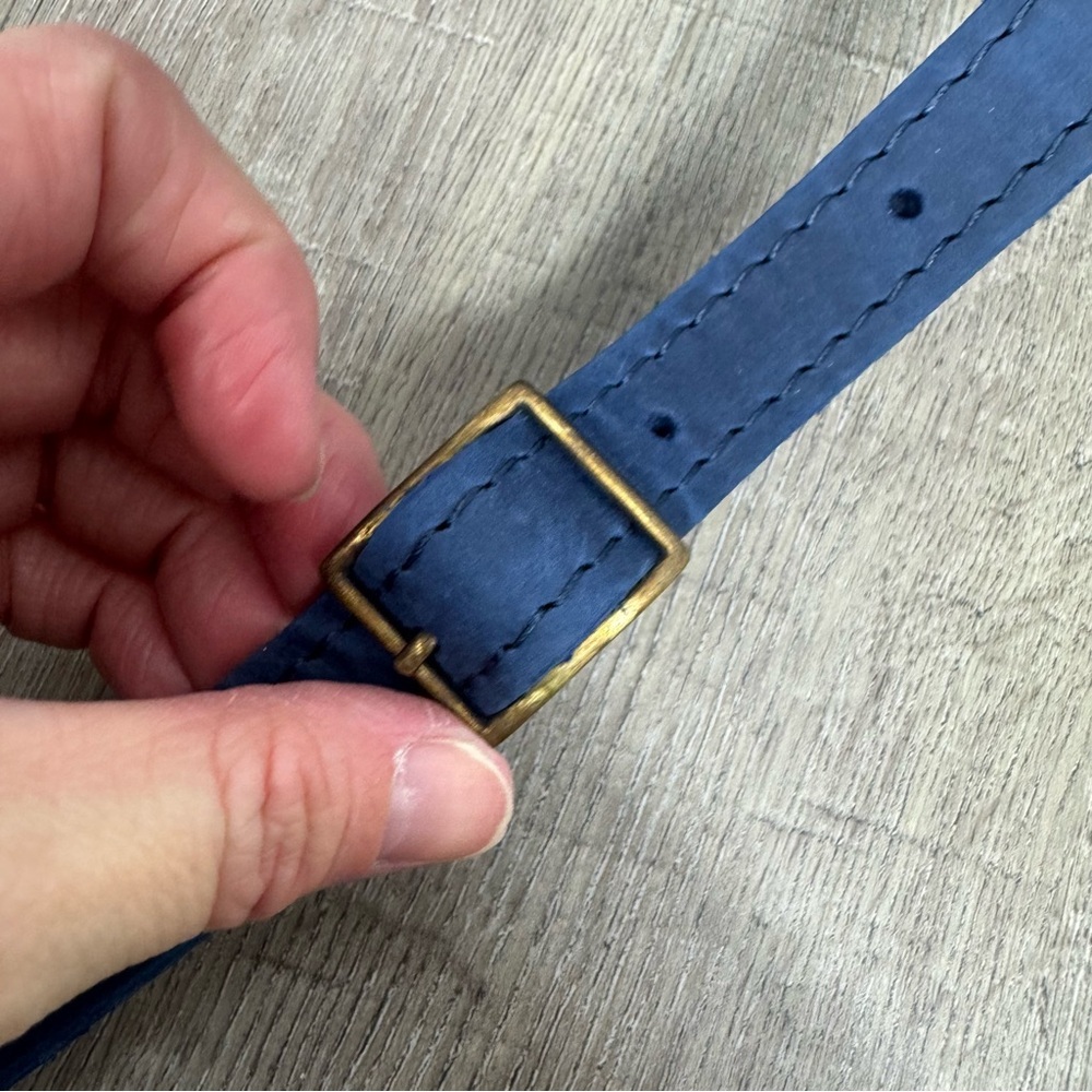 Portland Leather Goods Mini Crossbody Deep Water Blue Tote Bag - Picture 9 of 10